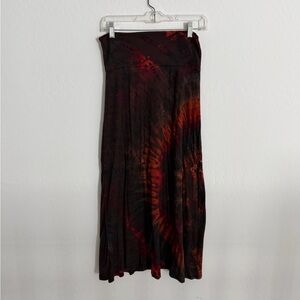 Women’s Tie-Dye Maxi Skirt in Black and Rust
